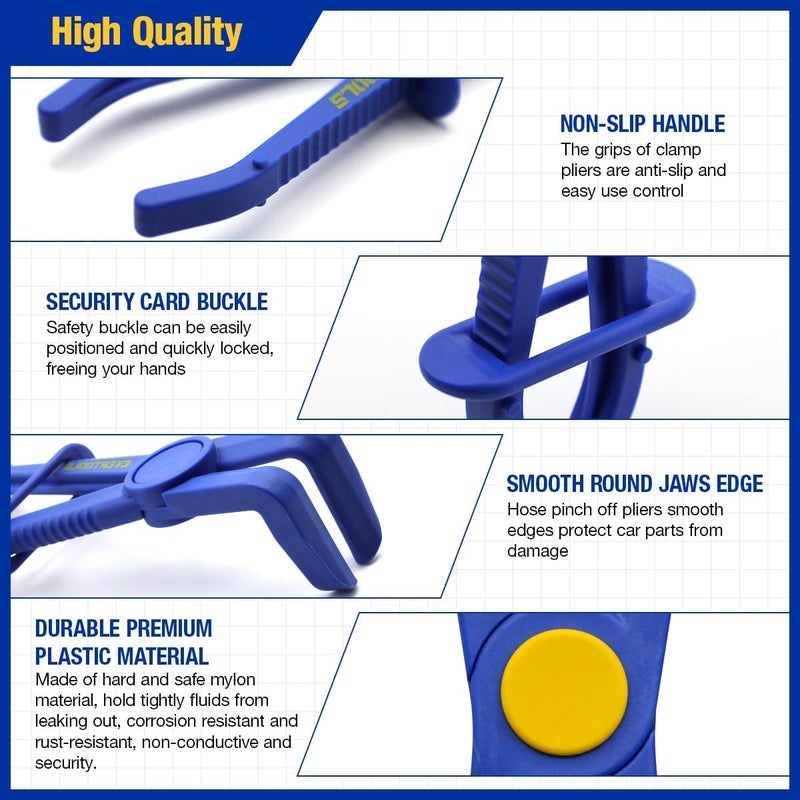 Evertools 6pcs Hose Clamp Pliers Set, Radiator Fuel Line Clamp Tool, Straight & 90° Angled Pinch Off Pliers Set for Flexible Brake, Fuel, Coolant and Radiator Hoses - Image 3